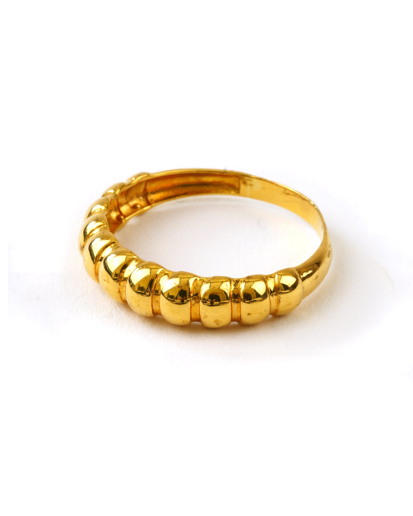 18K Yellow Gold Beaded Crown Ring